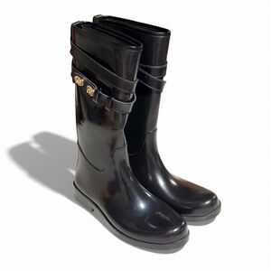 Coach Rain / Winter Boots Shoes Trisha Tall Glossy Rubber Black Women Sz 8
